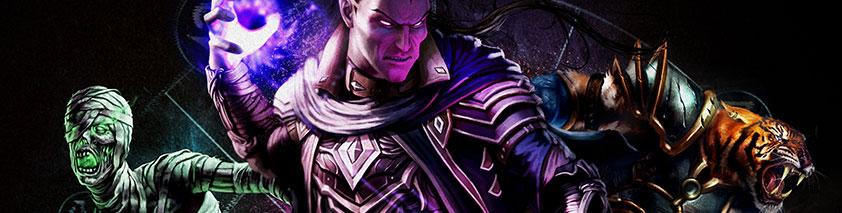The Elder Scrolls: Legends artwork. Character with evil eyes, leaning back, ready to cast a spell.