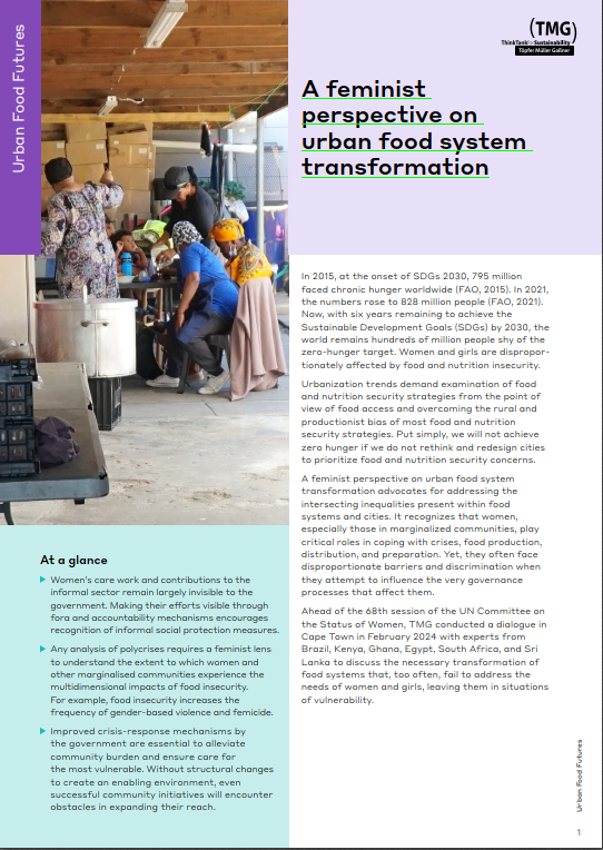 A feminist perspective on urban food system transformation
