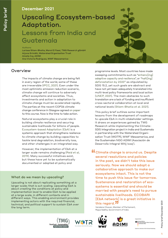 Upscaling Ecosystem-based Adaptation. Lessons from India and Guatemala