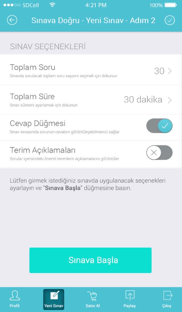sinavadogru-mobile-0012 exam step 2