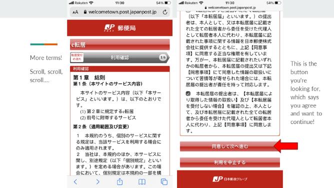 Step 7. Applying for e-Tenkyo and agreeing to terms, screen 2