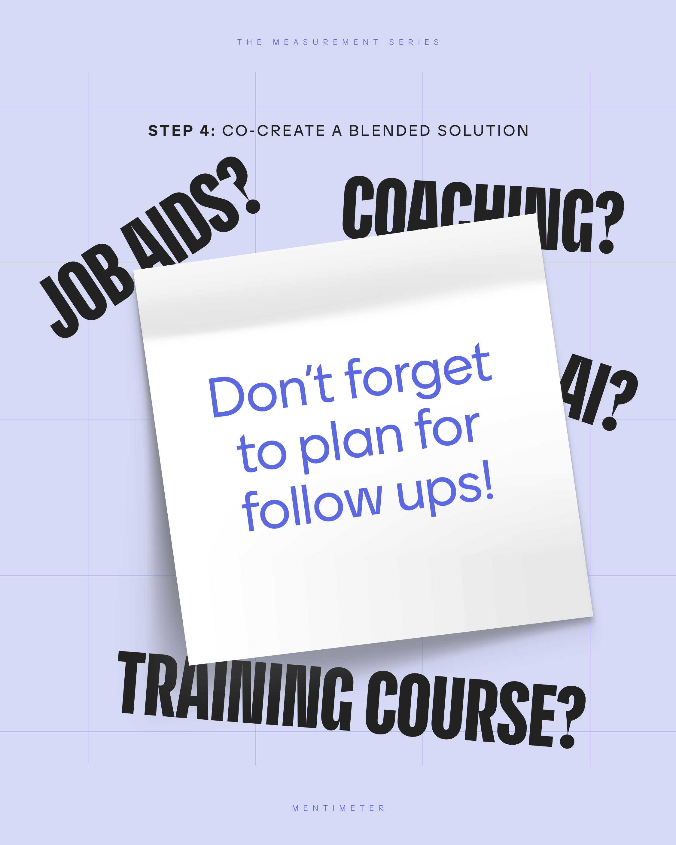 Step 4: Co-Create a blended solution. Don't forget to plan for follow ups!