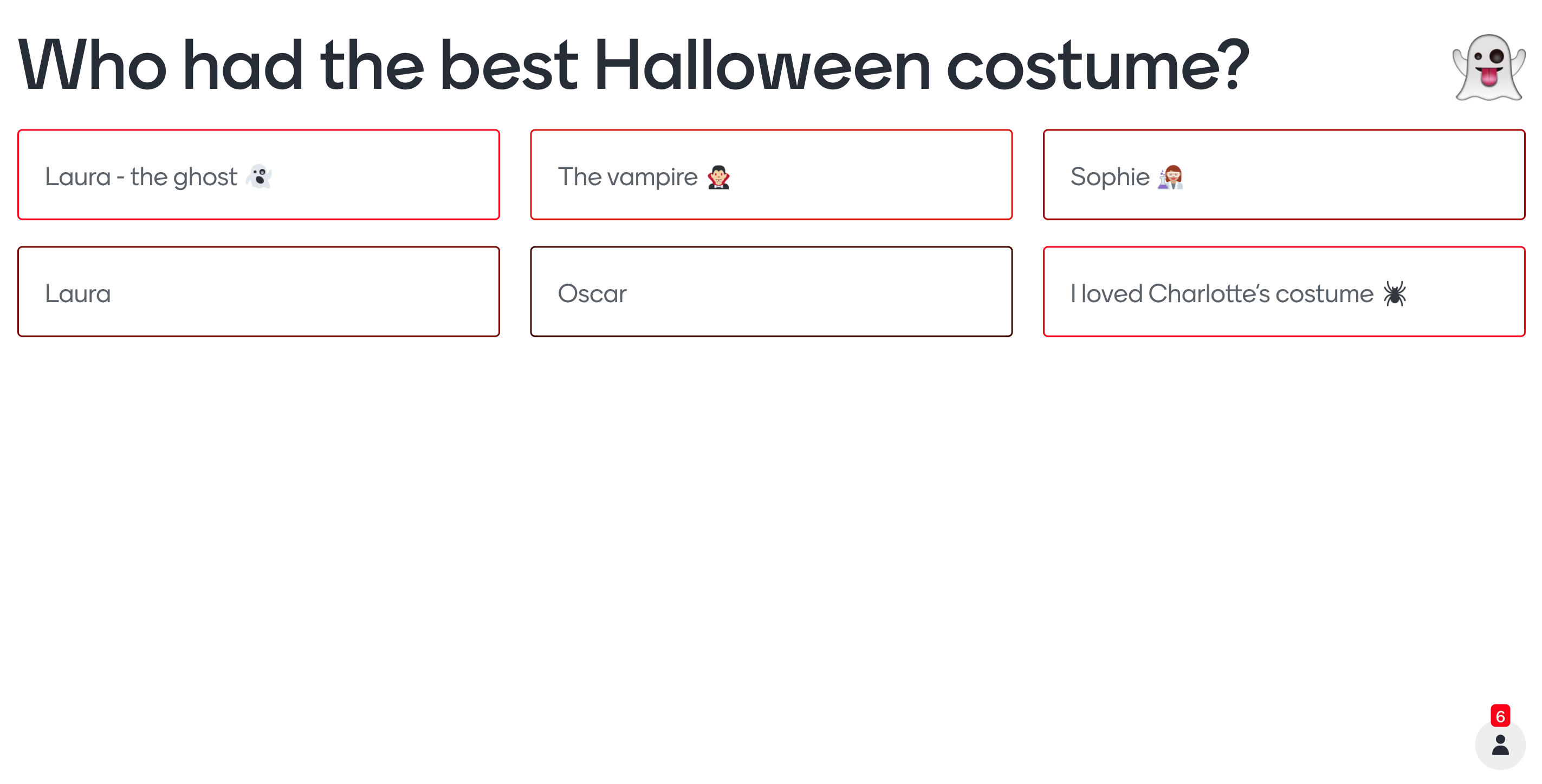 Halloween open-ended question type
