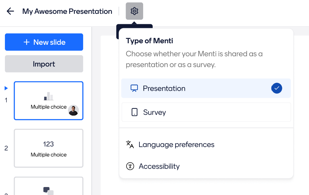 presentation or survey