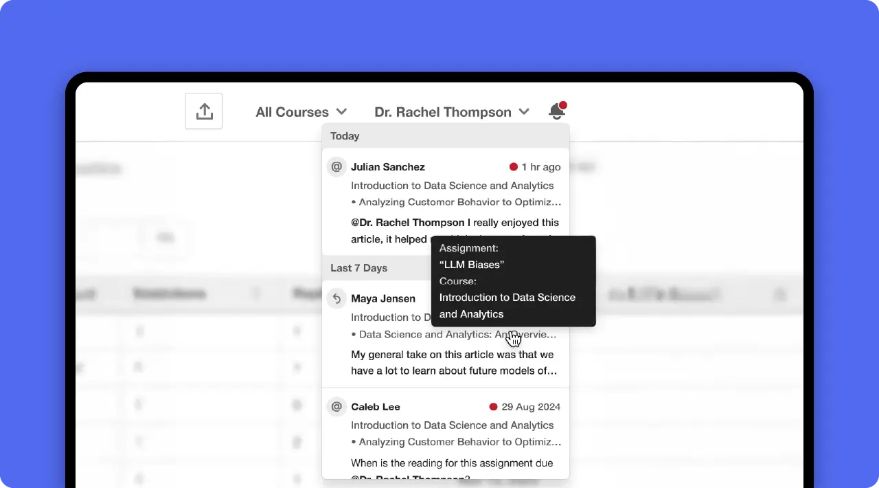 Screenshot of Hypothesis’ notifications functions