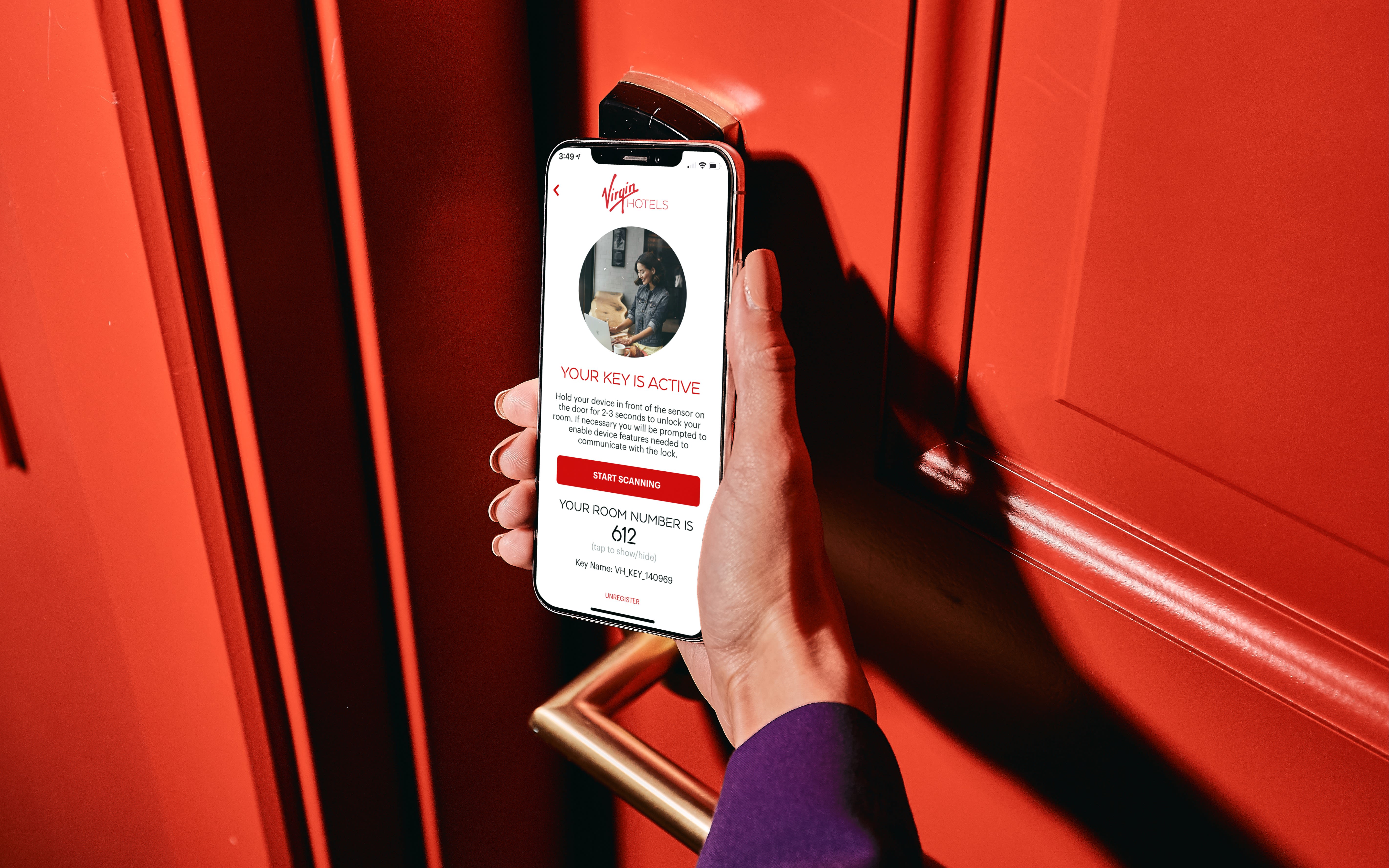 Using Lucy app to unlock Chamber at Virgin Hotels