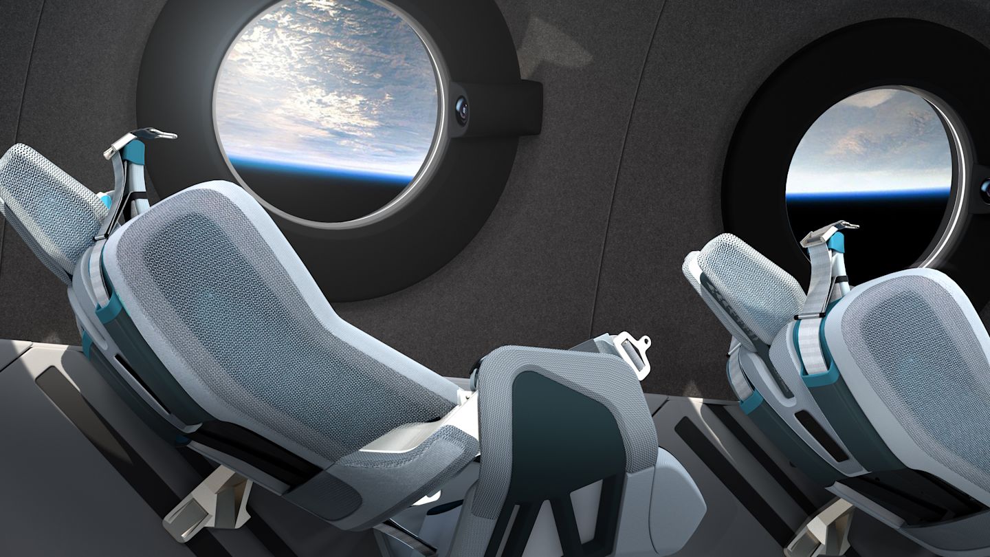 Image of the Virgin Galactic spaceship interior cabin seats