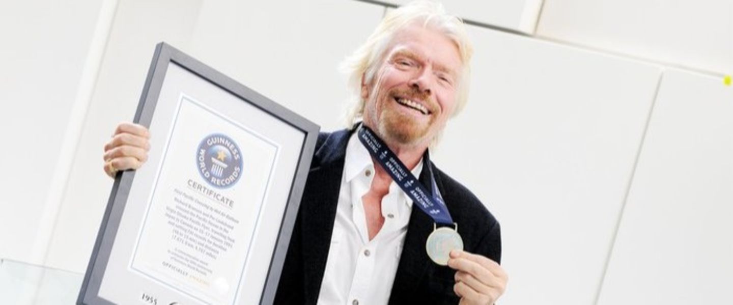 Richard Branson with his guinness world record
