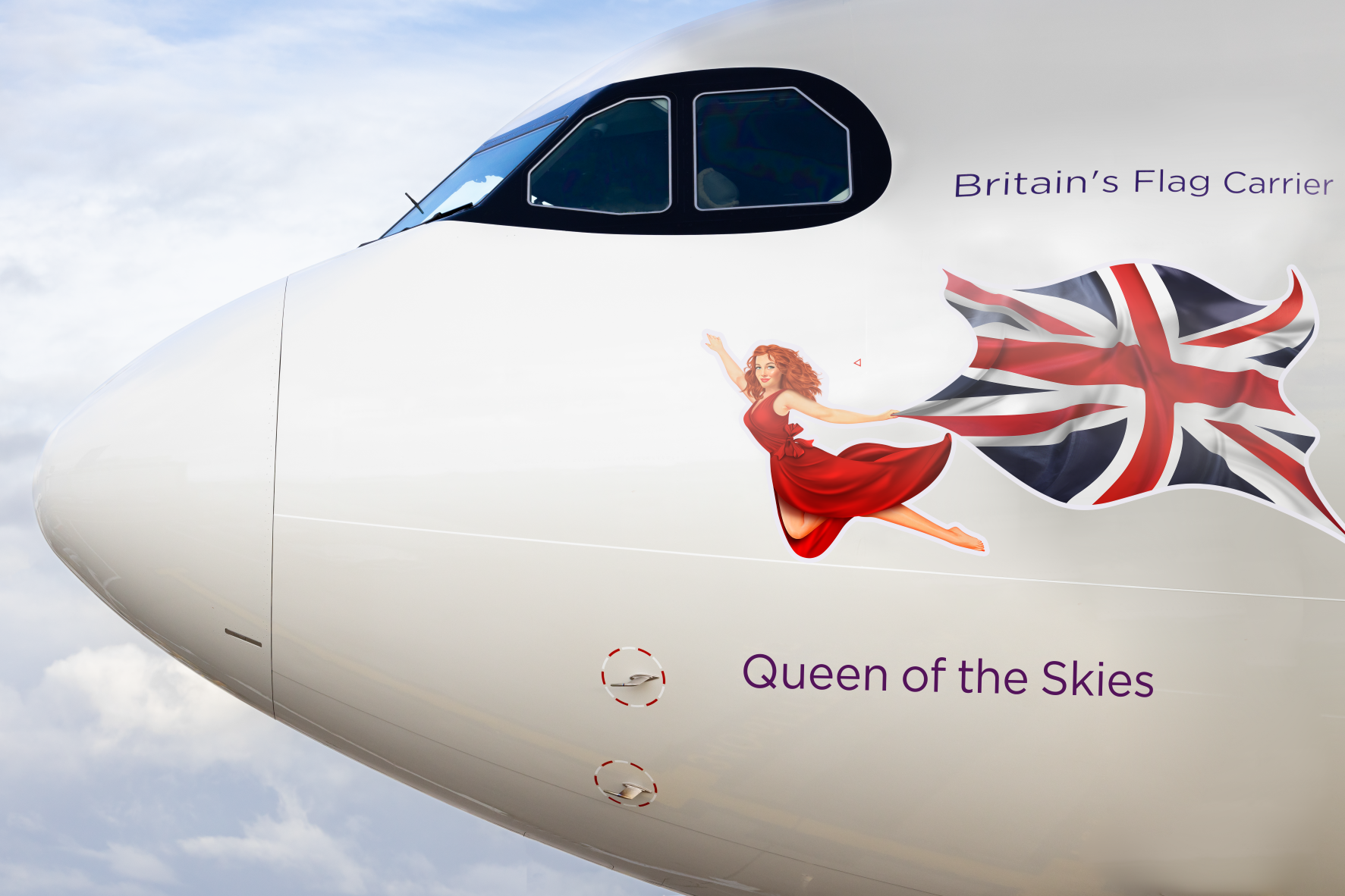 The flying mascot on Virgin Atlantic's Queen of the Skies Airbus A330neo aircraft
