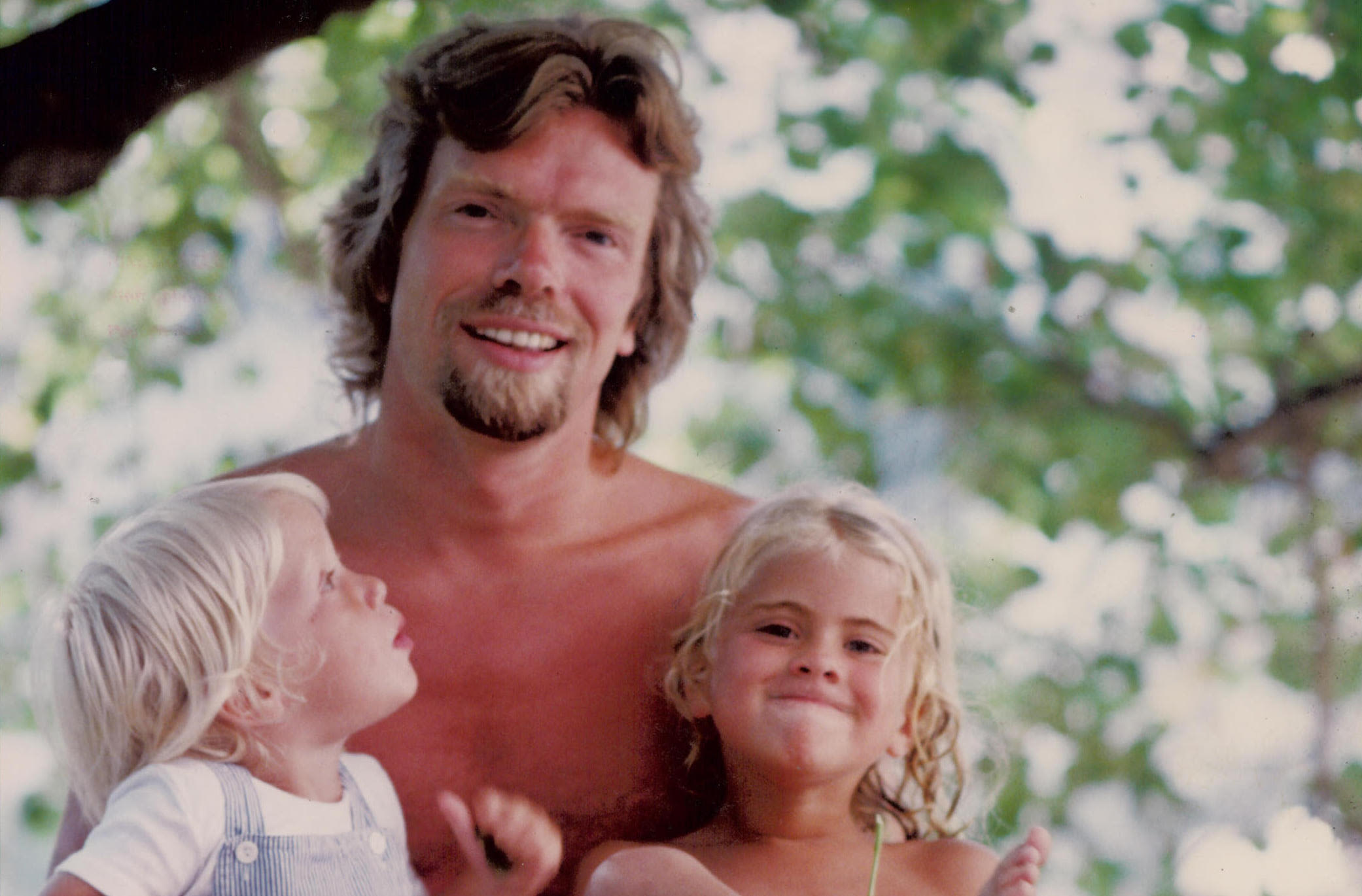 Richard Branson with a young Holly and Sam Branson