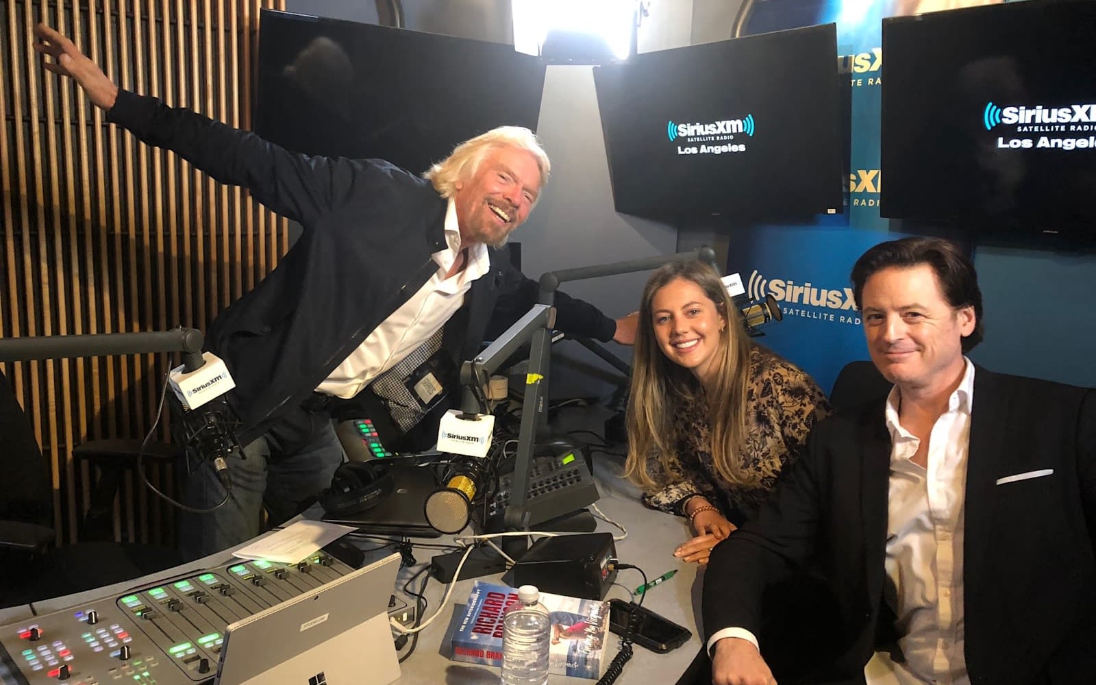 Richard Branson with Milana Rabkin and John Fugelsang  in studio at SiriusXM
