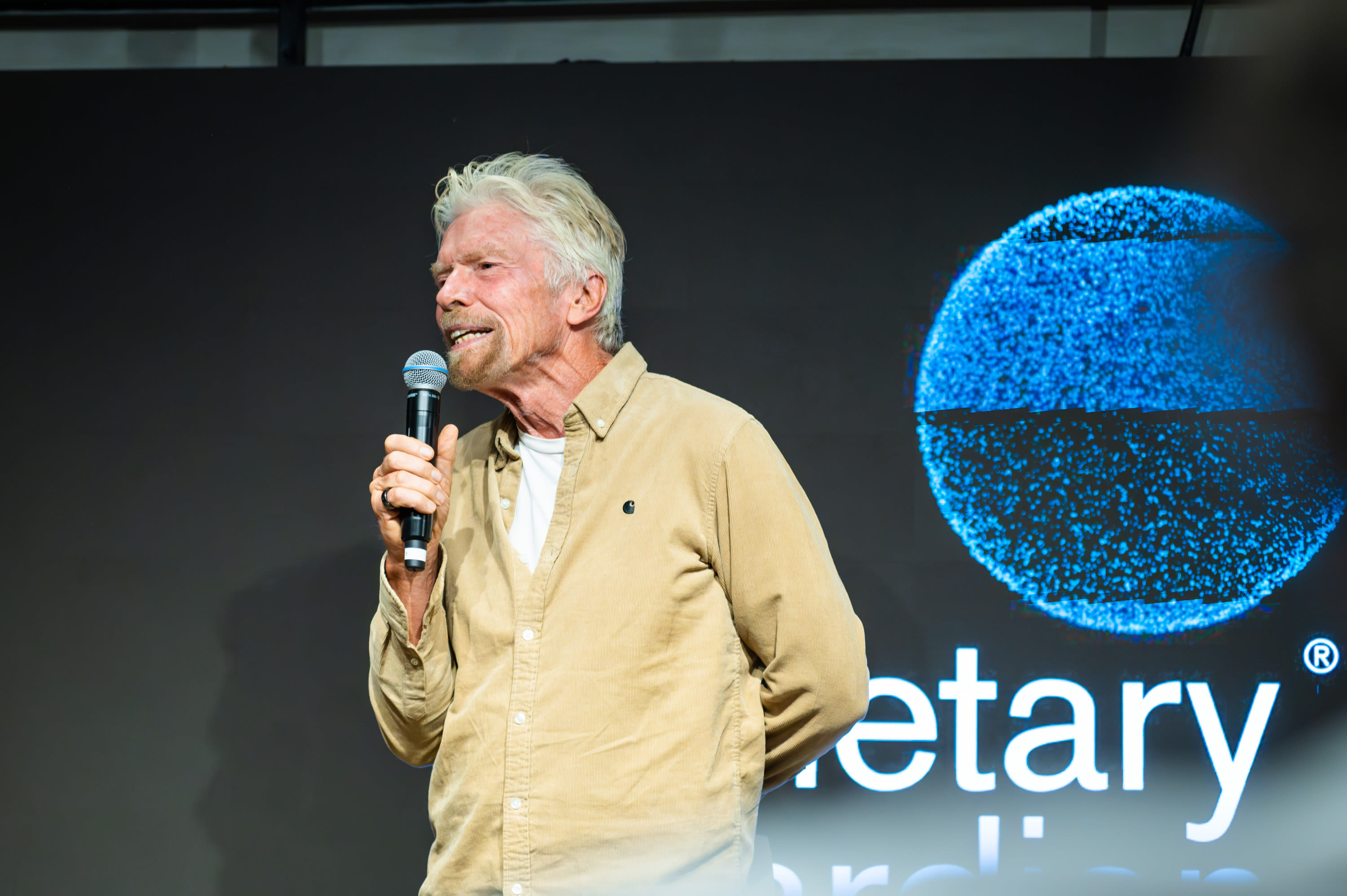 Richard Branson speaking at a Planetary Guardians event in Brazil