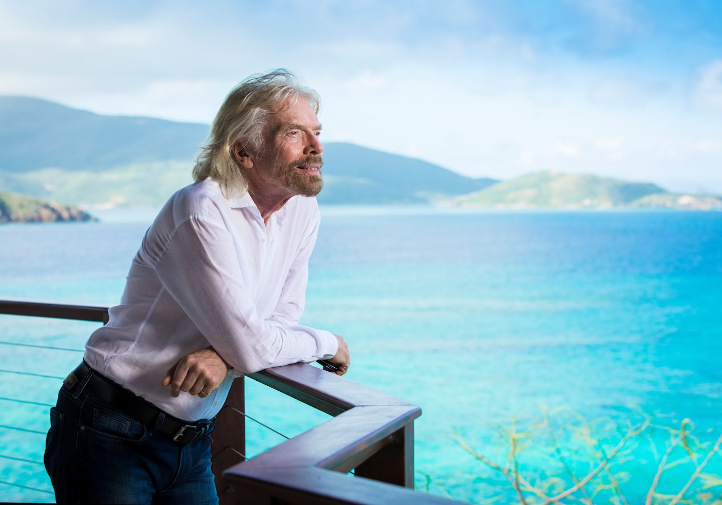 Richard Branson looking out over the ocean