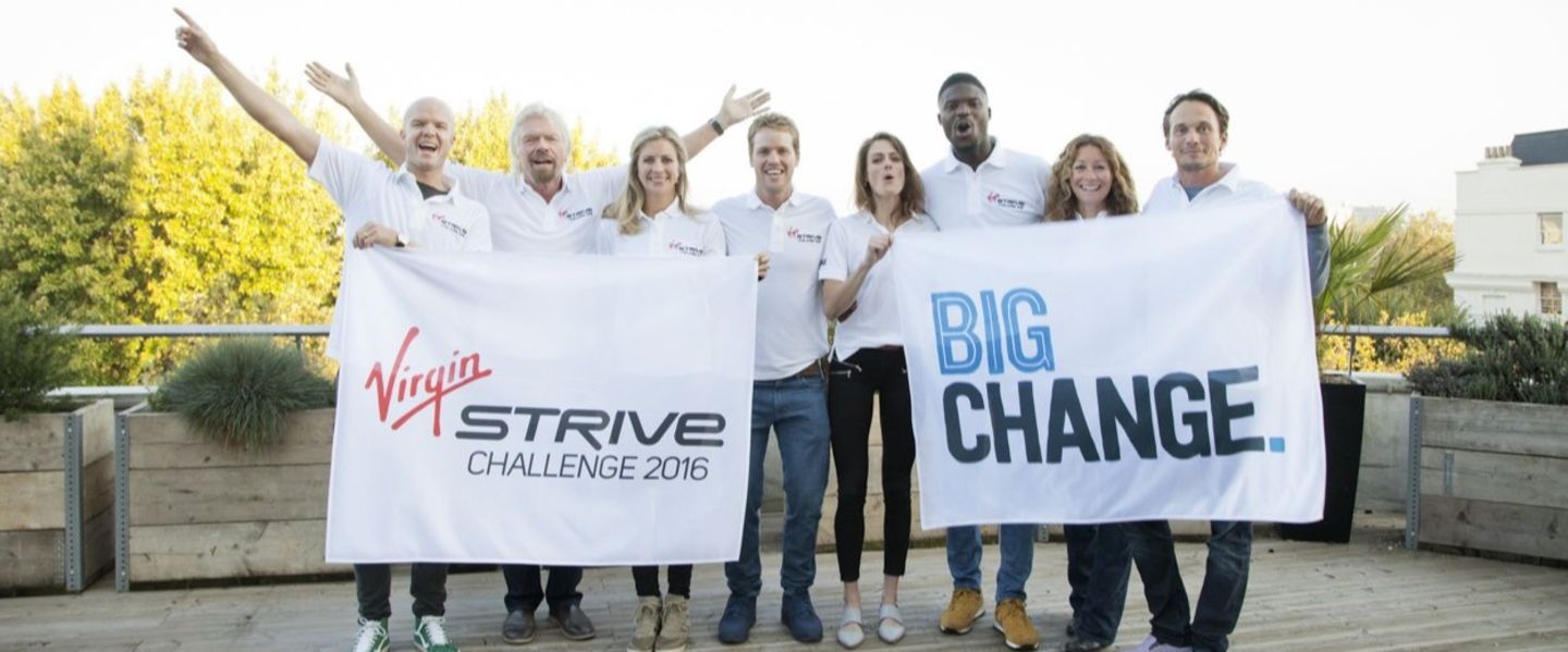 Richard Branson with the Strive Team in 2016
