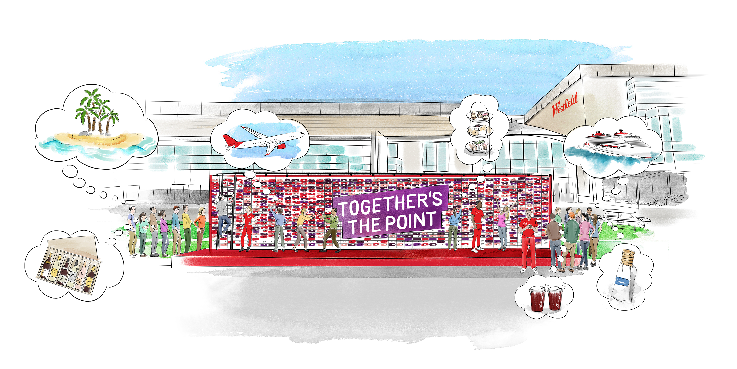 An illustrated image of the Virgin Red Points Board in Westfield White City