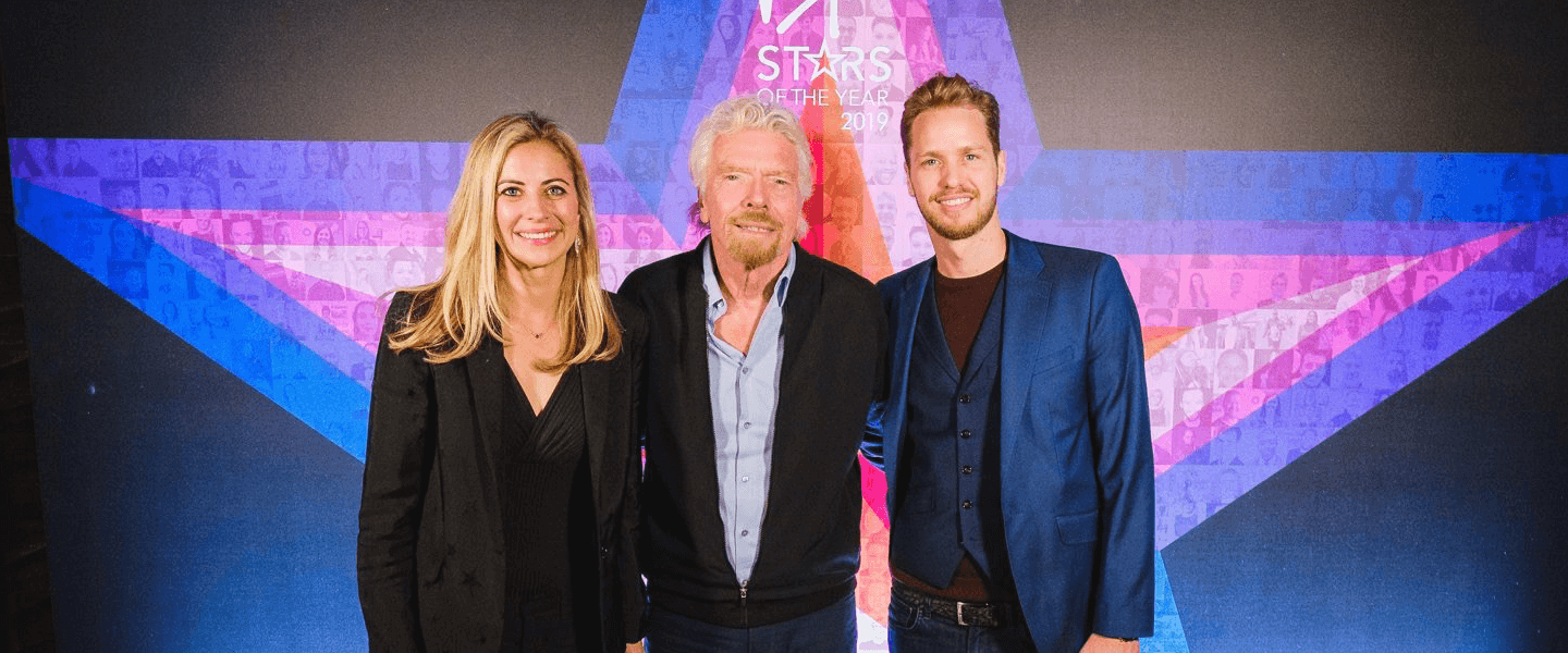 Holly Branson, Richard Branson and Sam Branson at the Virgin Stars of the Year celebration 2019