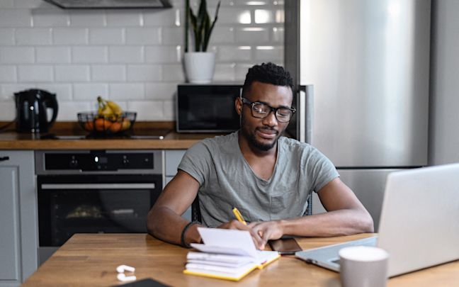 A black man working from home A black man working from home