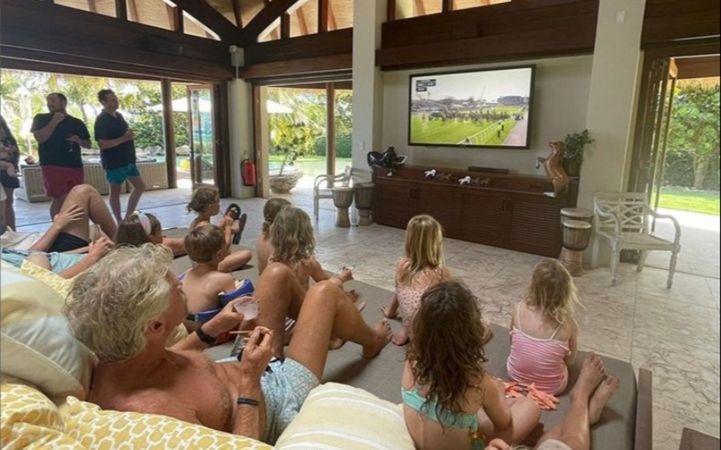 Richard with his grandkids watching the Grand National