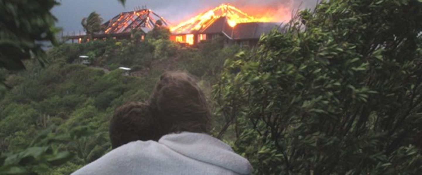 Richard looking at the fire on Necker Island