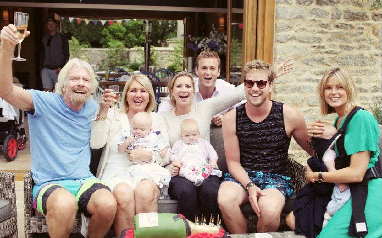 Richard Branson and his family pose for a family photo