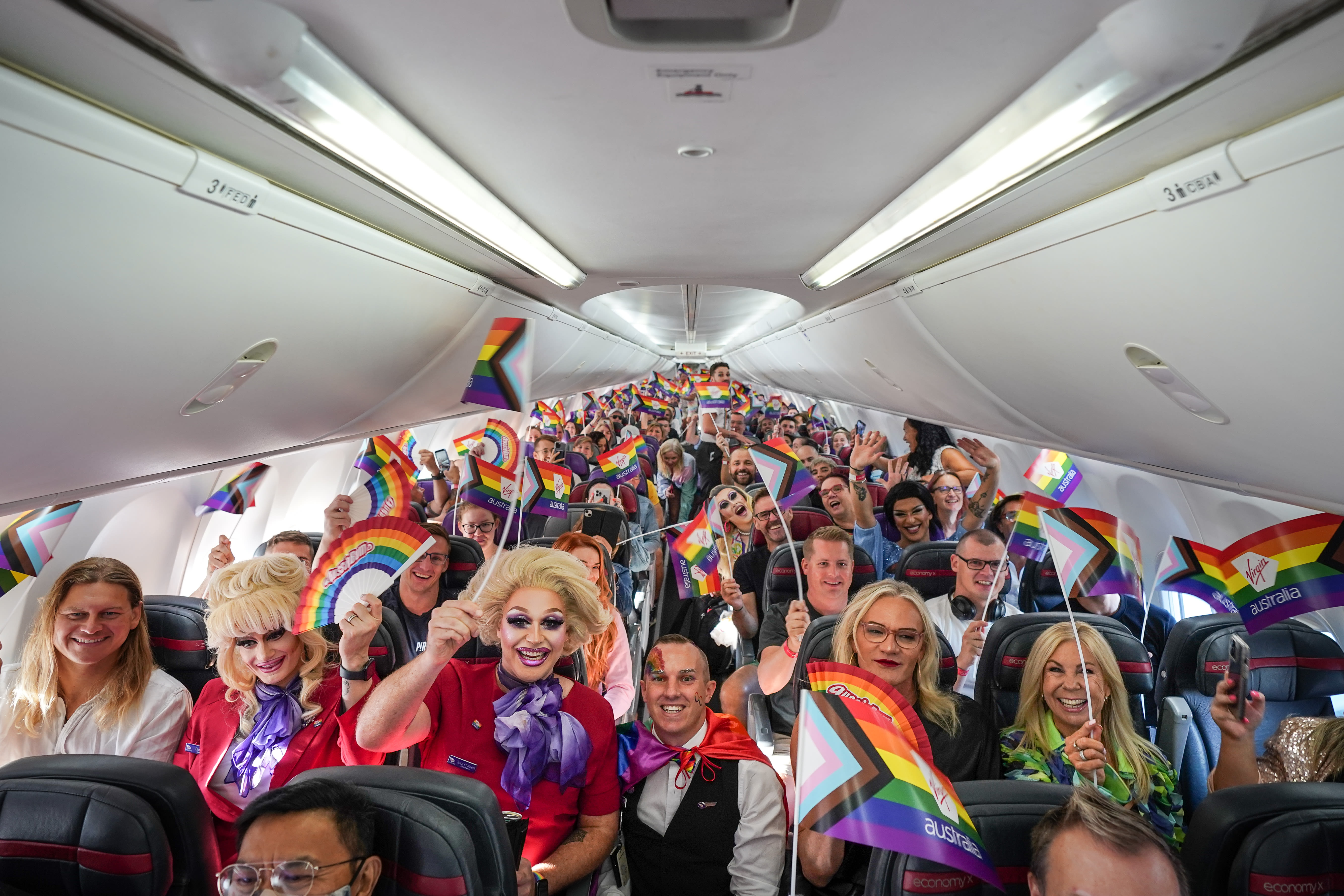 People onboard one of Virgin Australia's Pride Flights