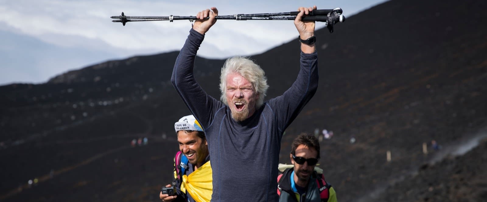 Richard Branson cheering on a hike during the 2016 Strive Challenge