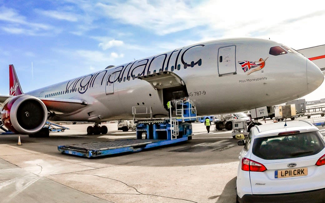 Virgin Atlantic plane being prepared for a cargo flight