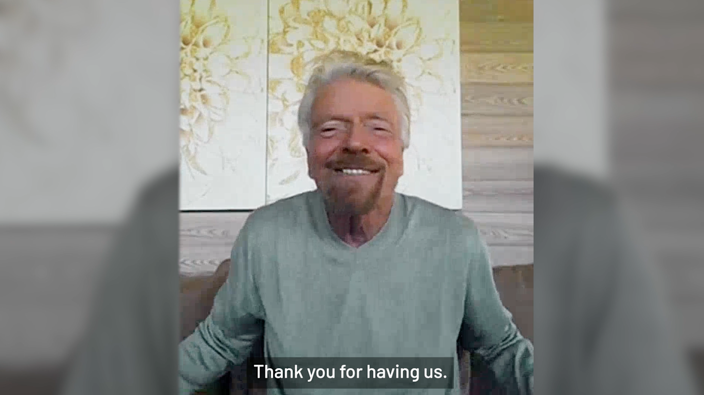 Richard Branson surprises primary school students in Devon, England