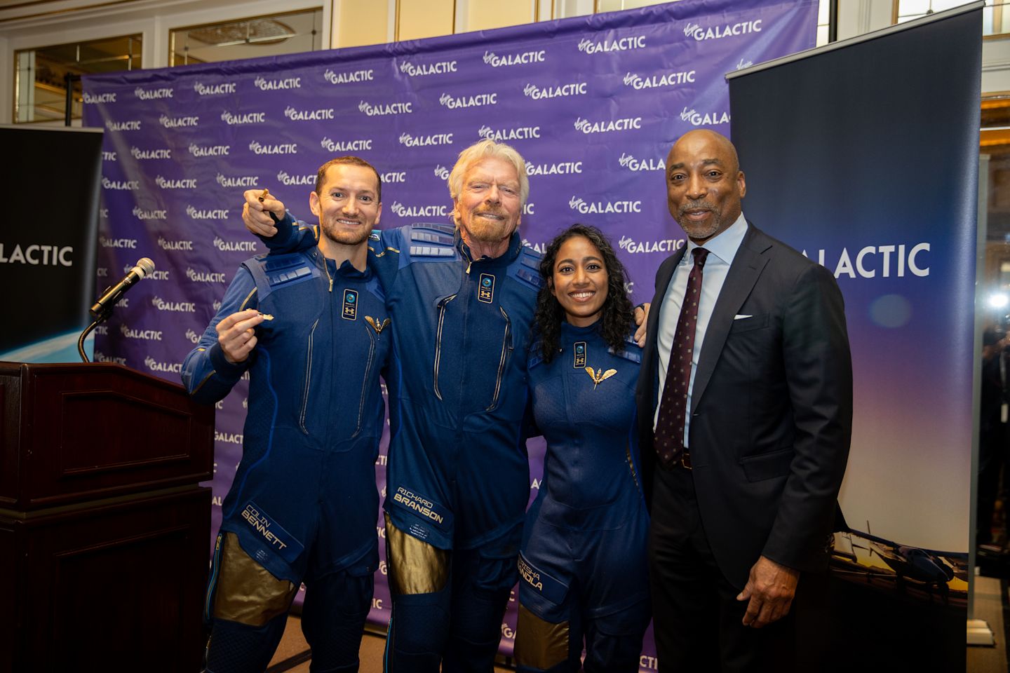 Richard Branson at the Space Symposium with the Virgin Galactic team