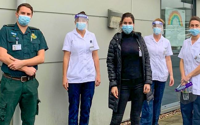 Sam Heenan (left) with other vaccination volunteers Sam Heenan (left) with other vaccination volunteers