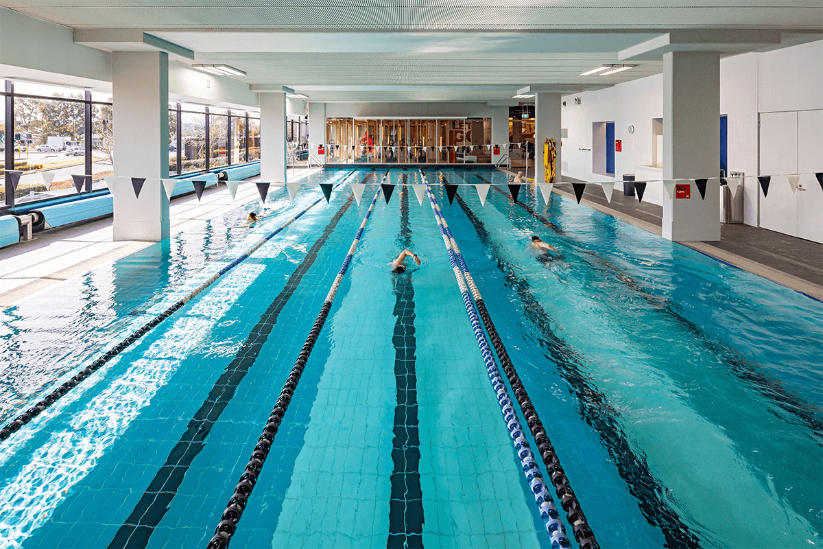 People swimming in a pool at a Virgin Active Australia health club