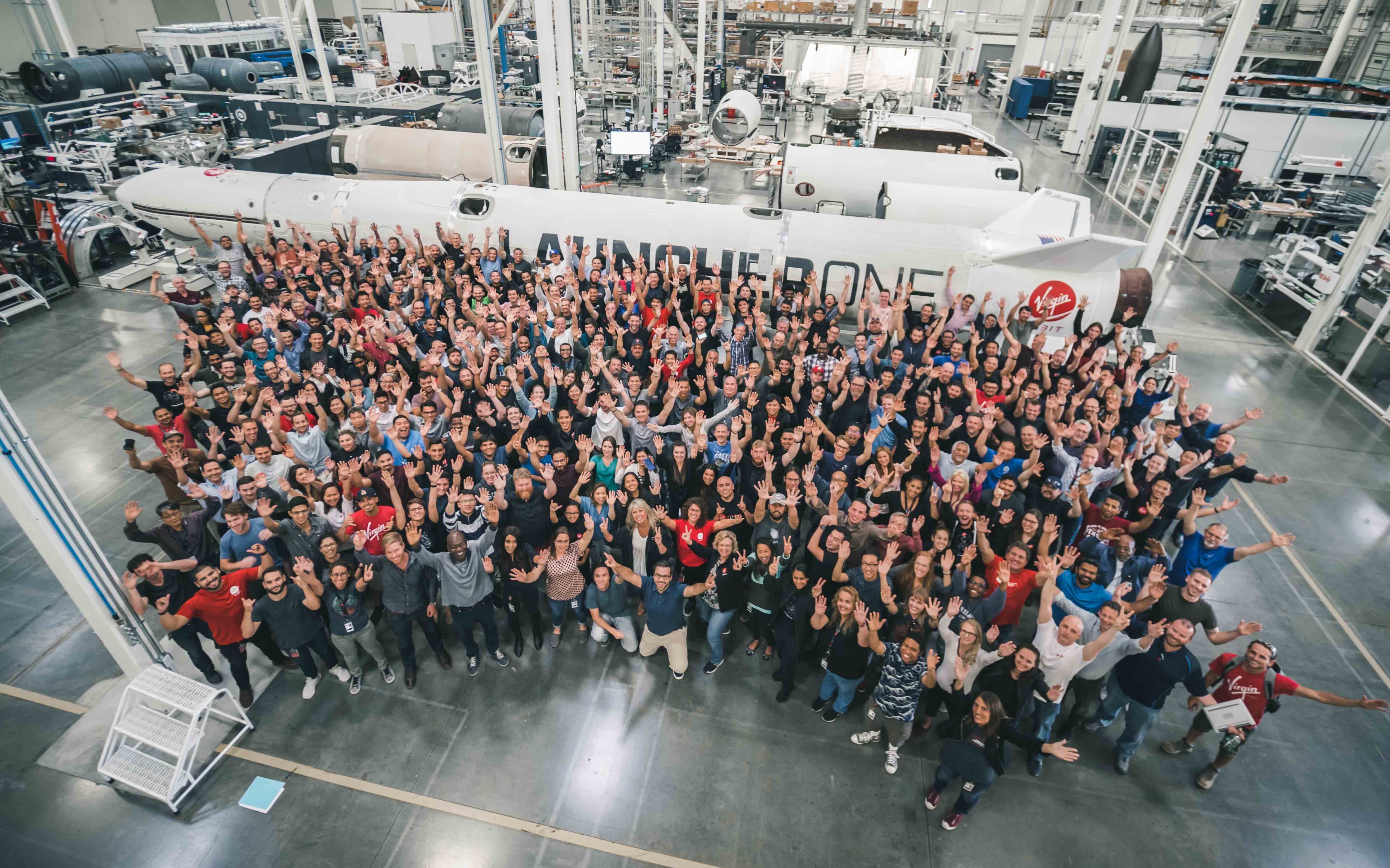 The Virgin Orbit team together at the factory 