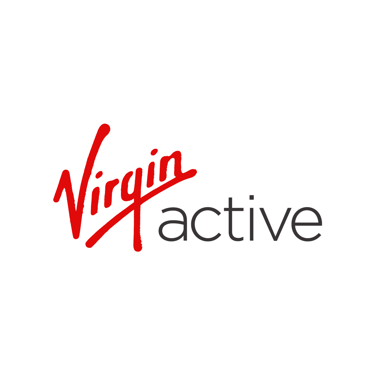 The Virgin Active logo. Red text says Virgin, black text says Active.