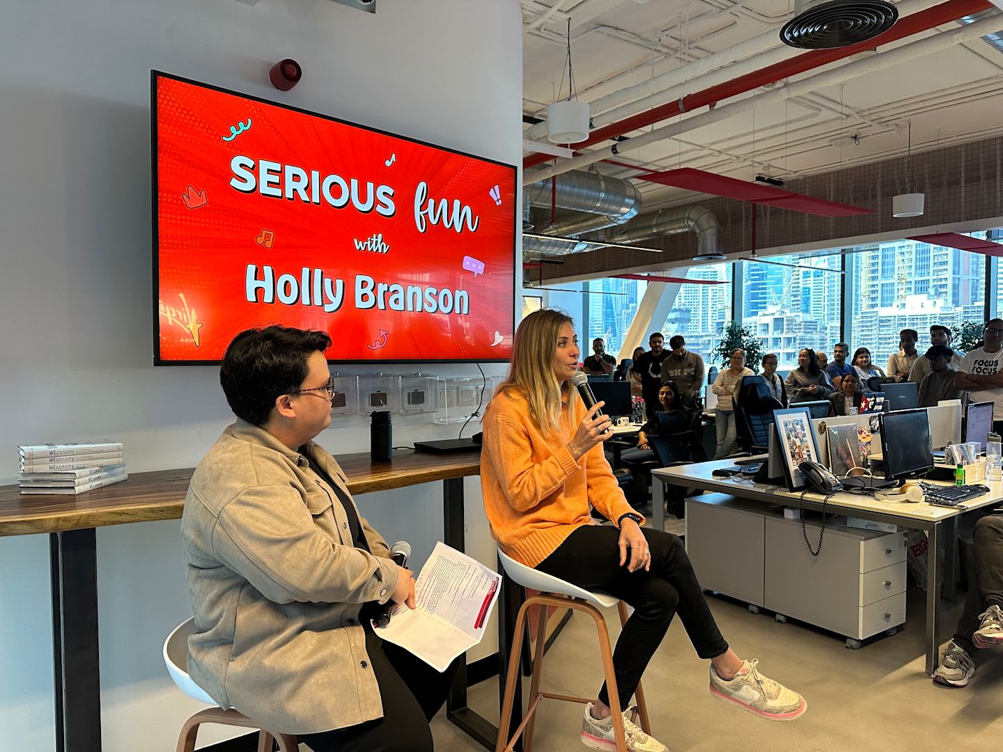 Holly Branson doing a Q&A with Virgin Megastore Dubai