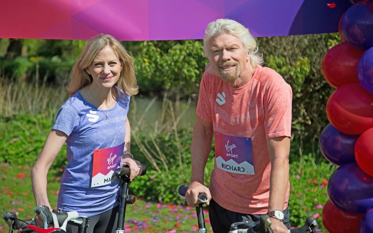 Richard Branson with Mary Wittenburg at the launch of Virgin Sport