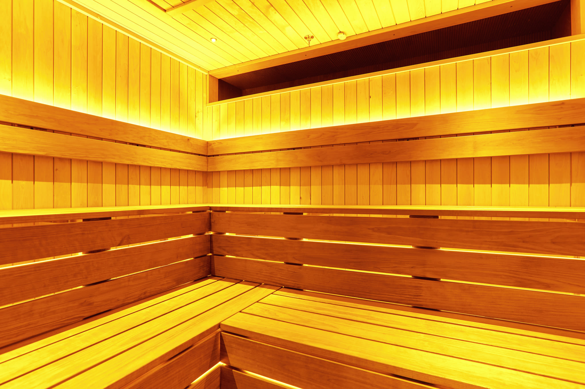 Interior of the new sauna in the Virgin Active UK Wimbledon club