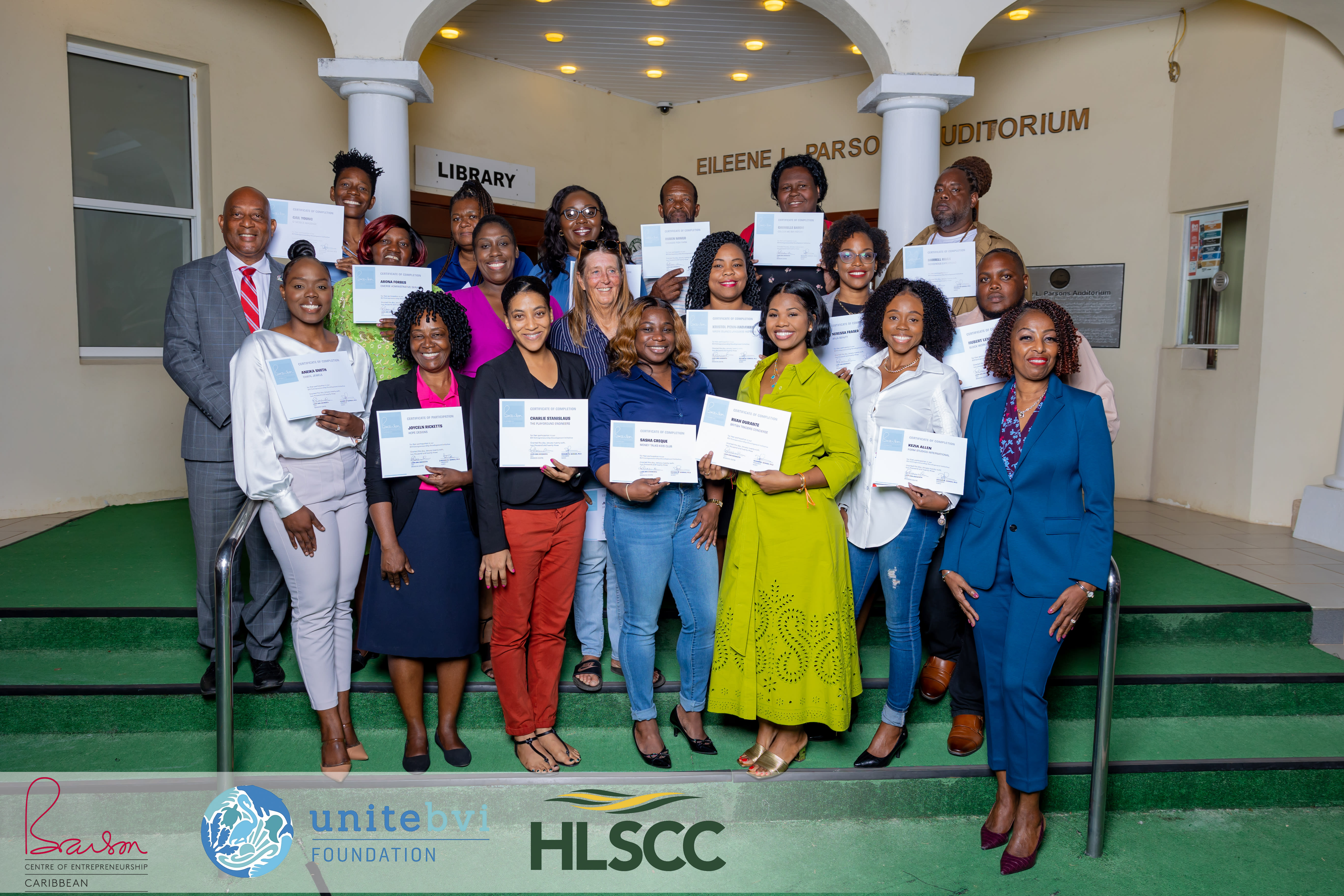 Participants are pictured with their certificates alongside Ninth District Representative, Hon. Vincent Wheatley and Vice President of Academic Affairs, Dr. Arlene Smith-Thompson. 