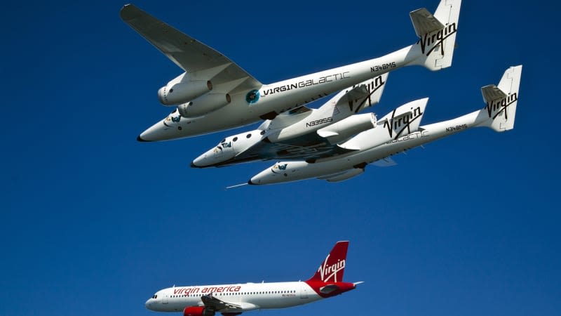 Virgin America planes flying next to Virgin Galactic 