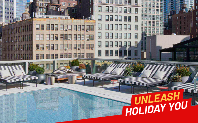 An image of the Virgin Hotels New York City rooftop pool