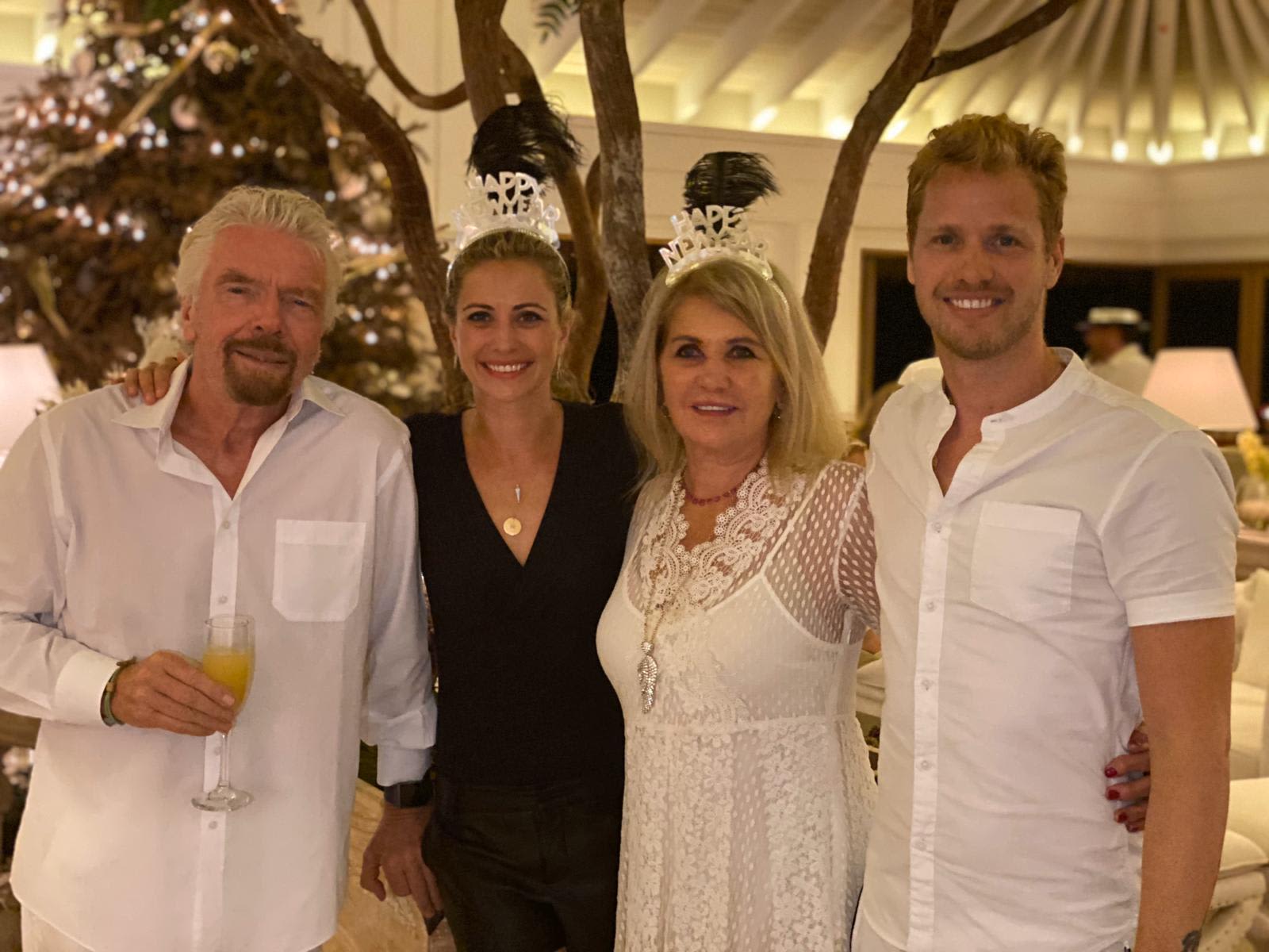 Richard Branson with the family on New Year's Eve