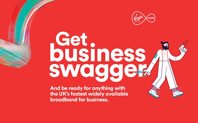 Text reads: Get business swagger And be ready for anything with the UK's fastest widely available broadband for business. Text reads: Get business swagger And be ready for anything with the UK's fastest widely available broadband for business.
