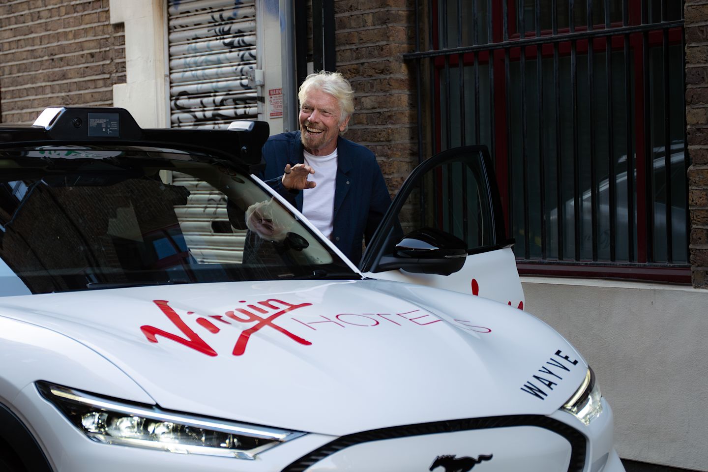 Richard Branson in a Wayve autonomous vehicle - driving through London
