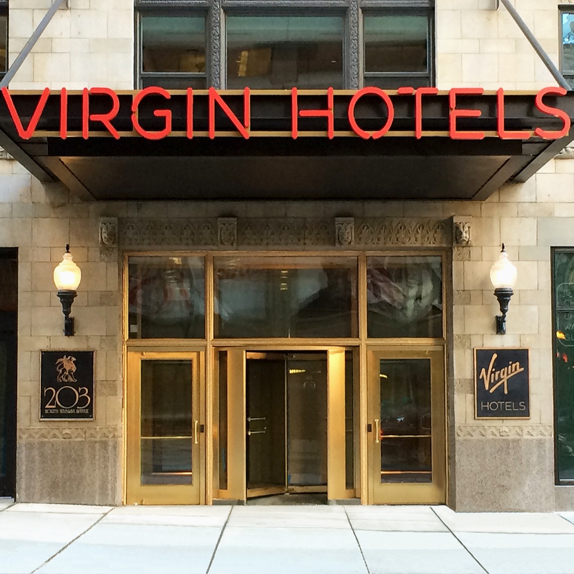 The entrance to Virgin Hotels Chicago 