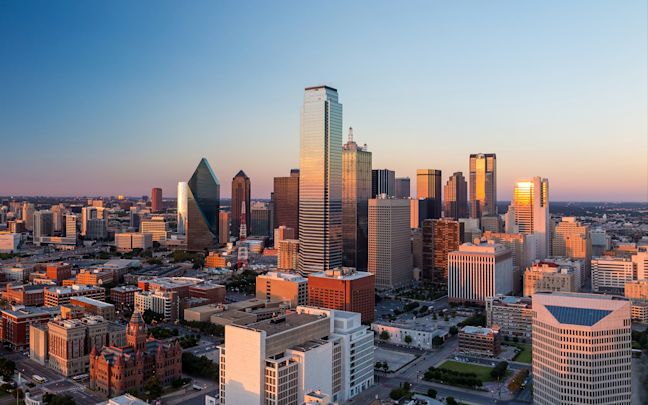 Sunset over the skyline in Dallas, Texas Sunset over the skyline in Dallas, Texas
