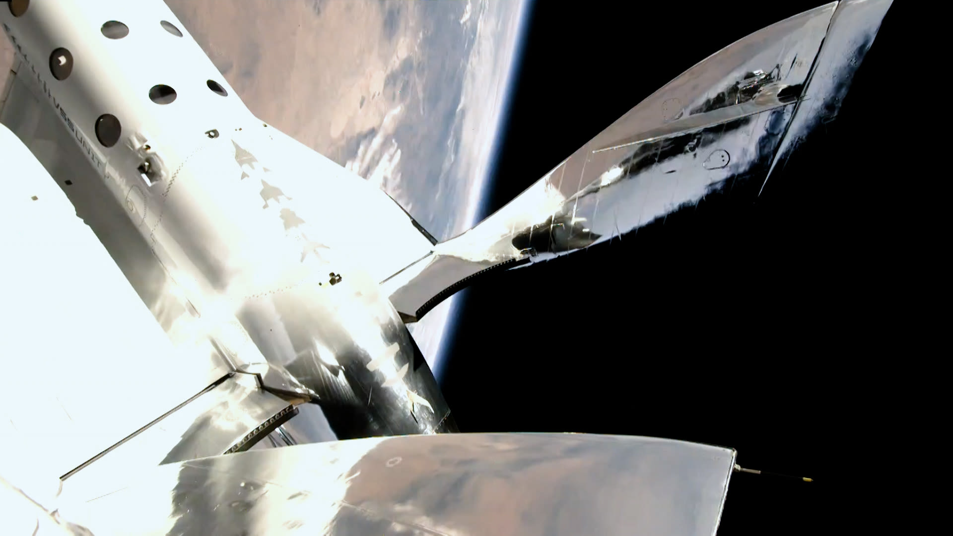 VSS Unity in space during Virgin Galactic #Unity22 test flight