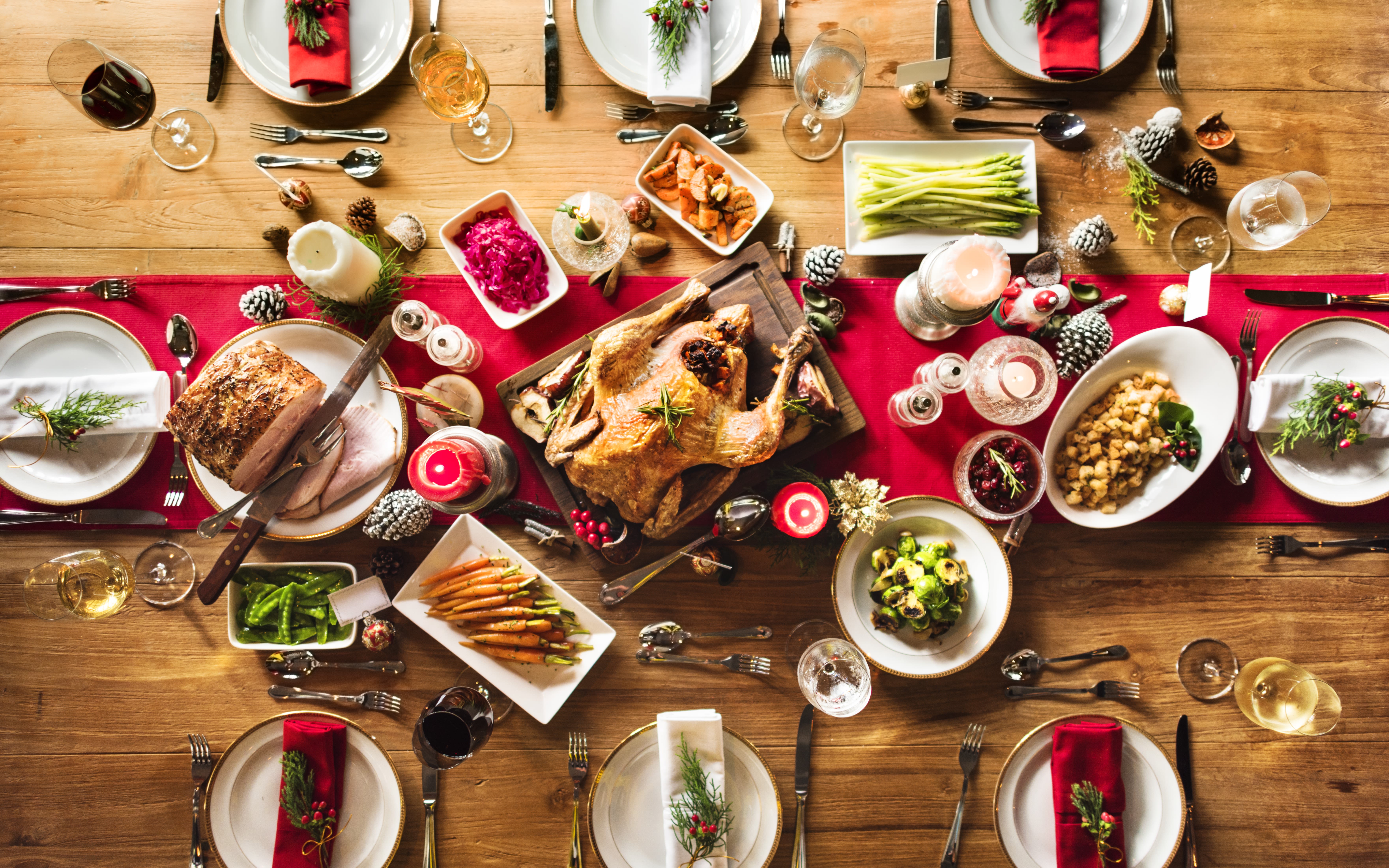 A table of food on Christmas Day