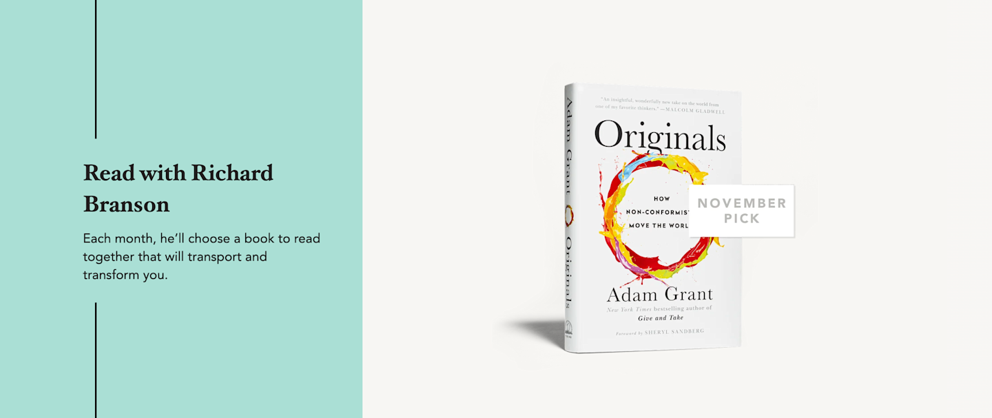 Richard Branson's Literati book club November 2020 pick - Originals by Adam Grant
