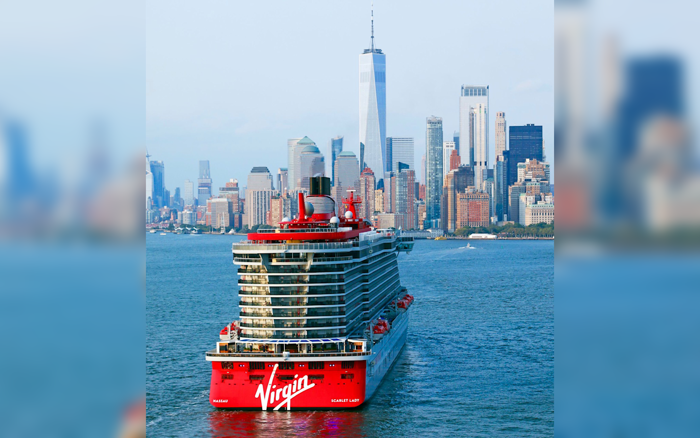 Scarlet Lady sailing up the Hudson