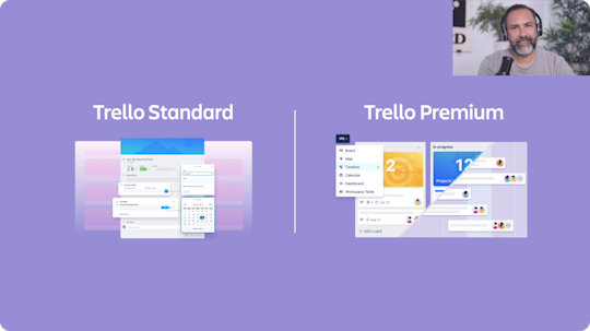 Imagen que muestra una captura de pantalla del seminario web de Trello Standard