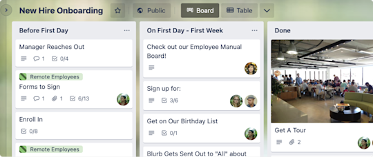 An image showing an example of the New Hire Onboarding template